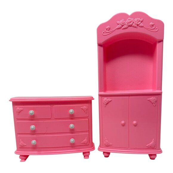 1993 Mattel Barbie So Much To Do Pink Bedroom Dresser Entertainment Center Vtg - Picture 1 of 16